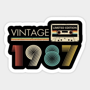 36th Birthday Vintage 1987 Limited Edition Cassette Tape Sticker